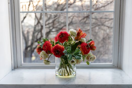 Seizoensstyling op de vensterbank